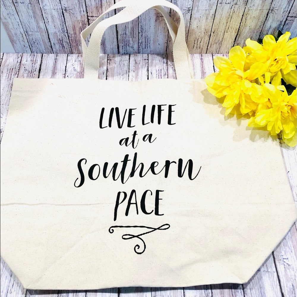 “Live at a Southern Pace” Canvas Tote